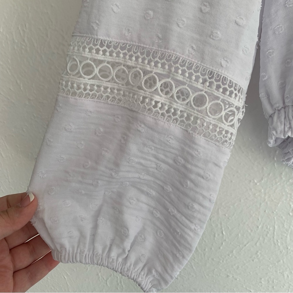 Lane Bryant White Swiss Dot Wrap Boho Top Minimal… - image 2